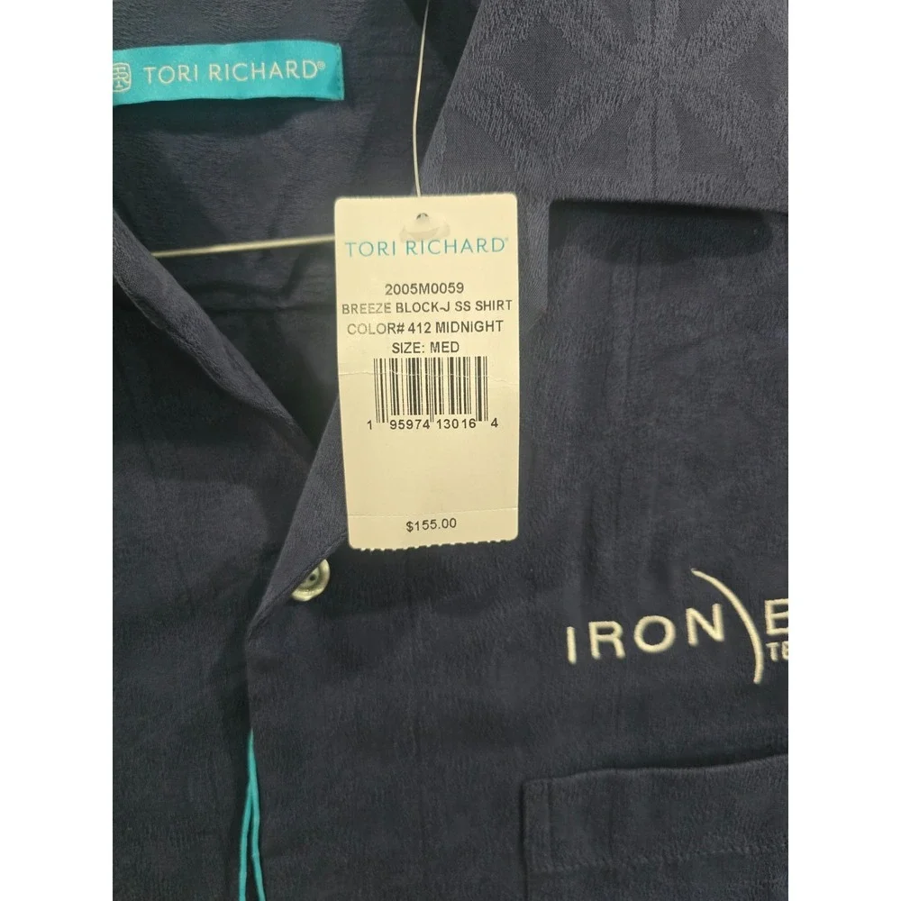 Tori Richard M‎ Geometric Breeze Block Midnight Blue Hawaiian/Aloha NWT Logo